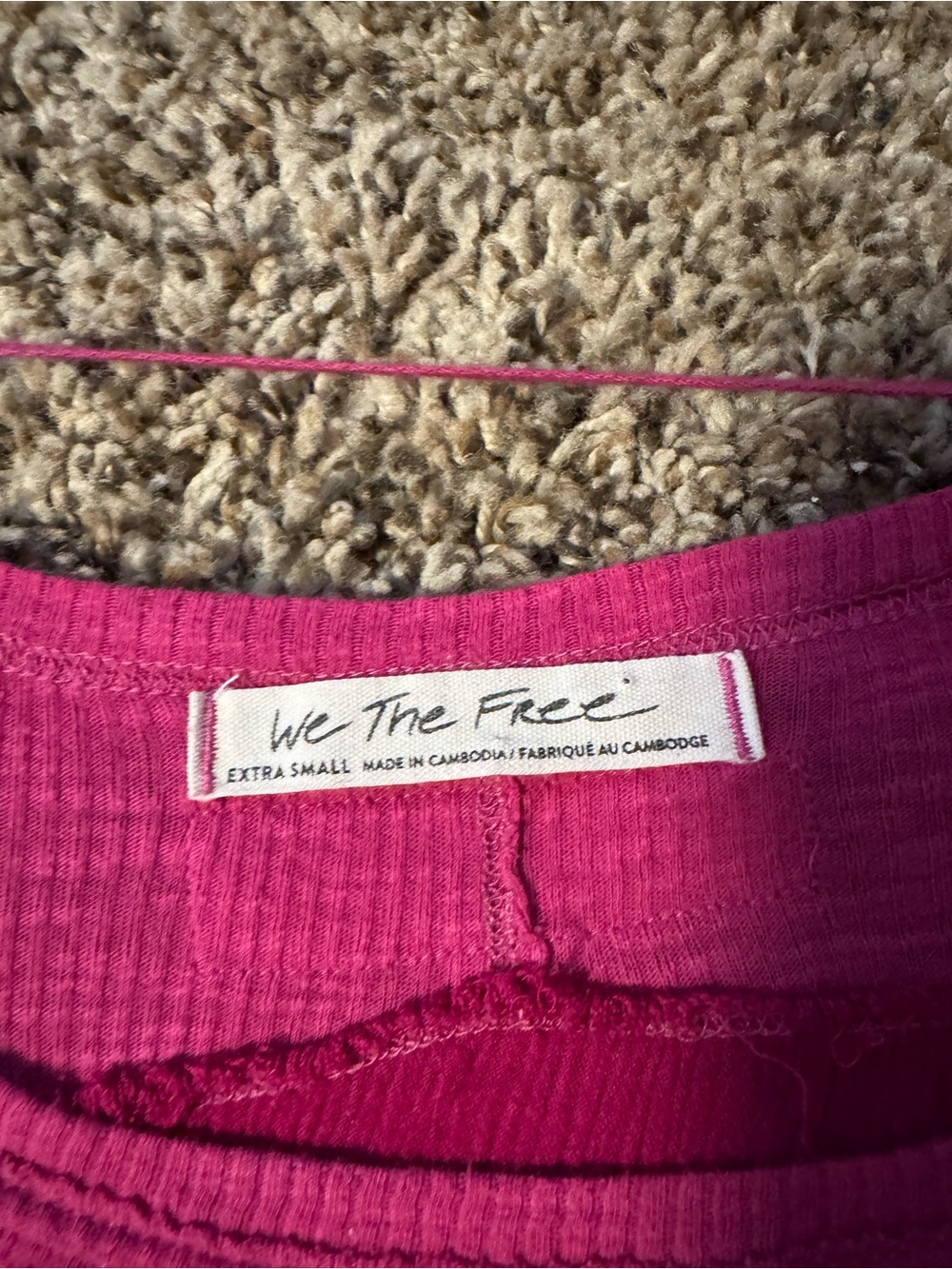 Free People Two-Tone Layered Scoop Neck Long Sleeve Top - Hot Pink - Picture 2 of 2